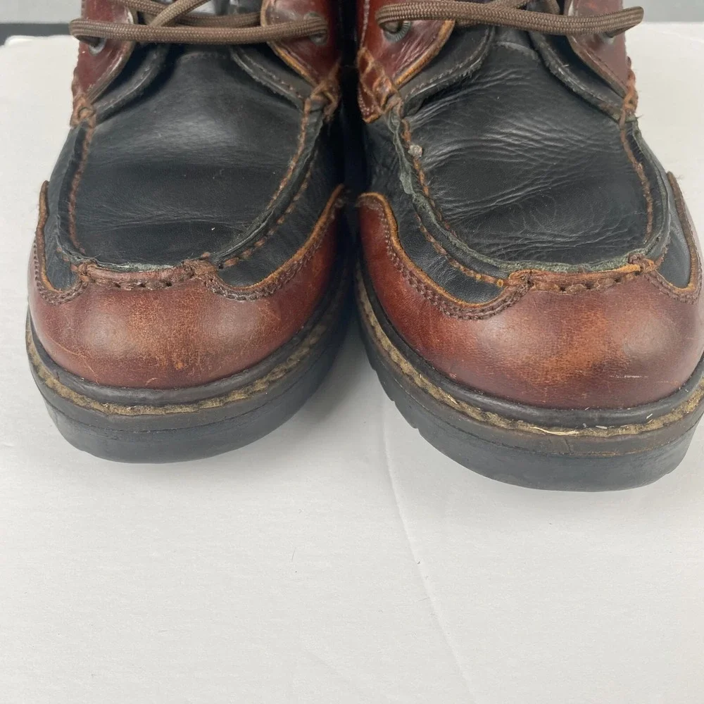 Johnston & Murphy Boat Loafer‎ Shoes Men's 9 M Brown black Leather 3 Eye Lug Moc